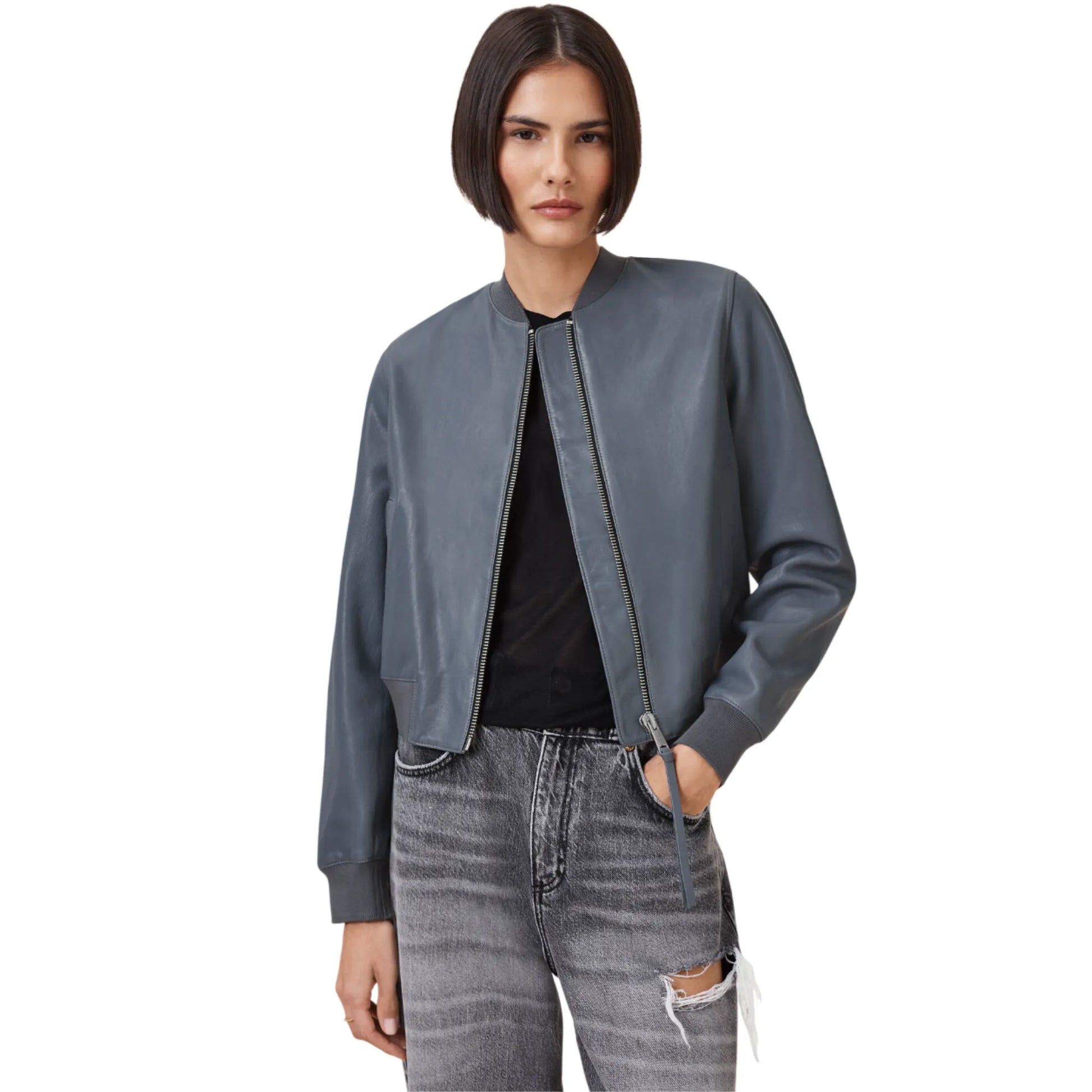 Womens-Grey-Leather-Bomber-Jacket-Model-By-SKS-Wholesales