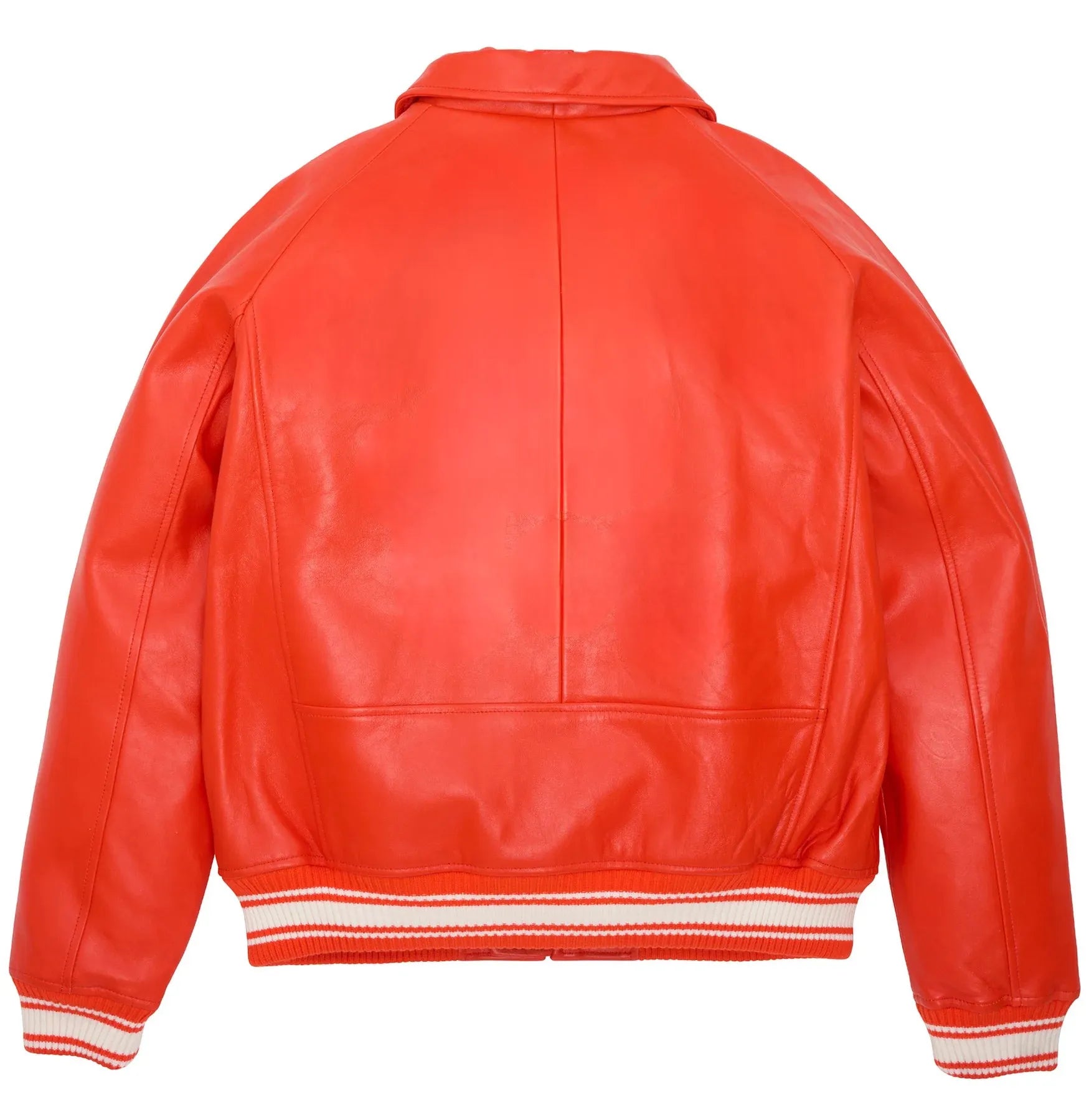 Back of Wholesale Avirex Orange Leather Jacket
