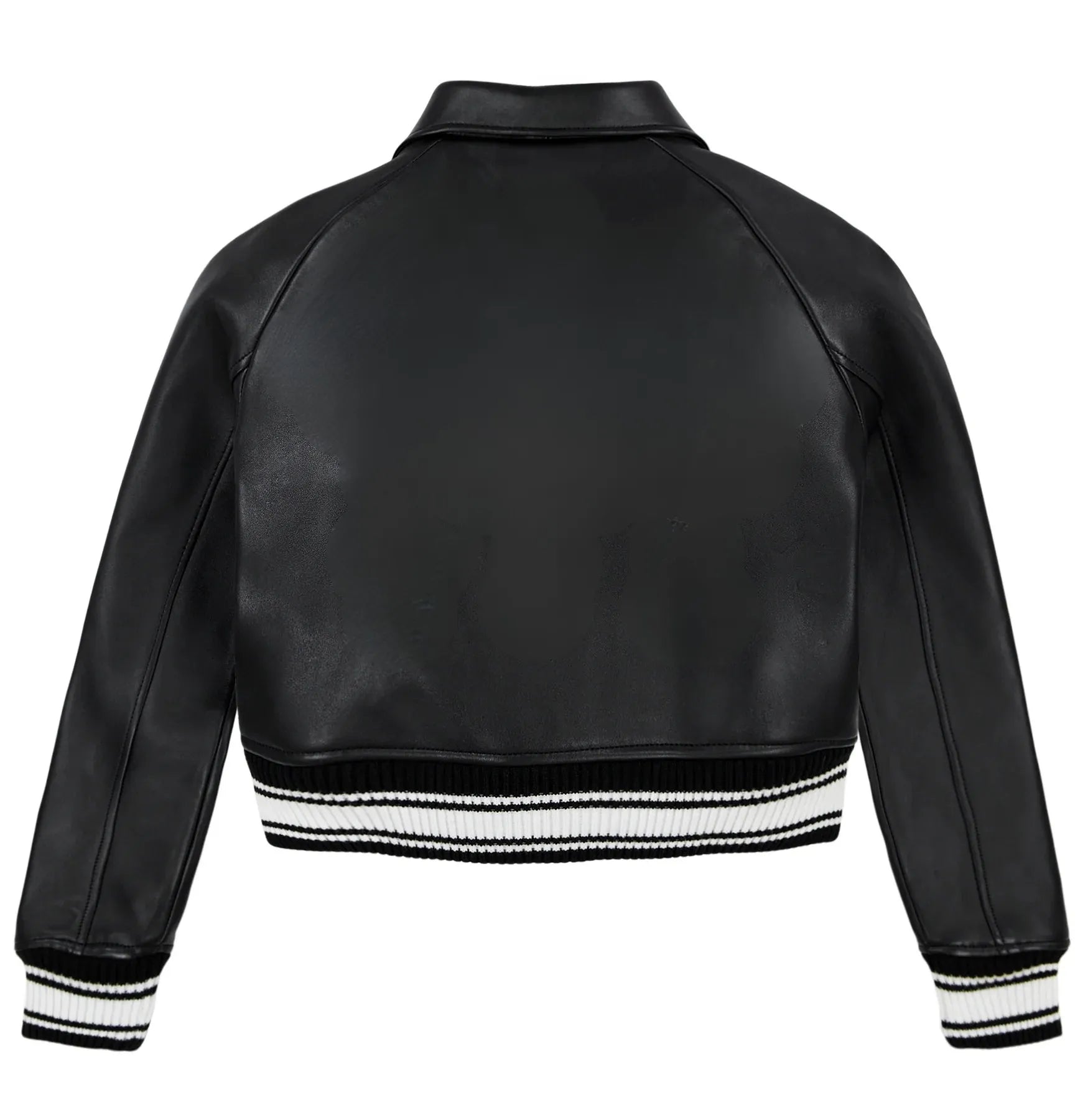 Bck of Wholesale Black Cropped Avirex Leather Jacket