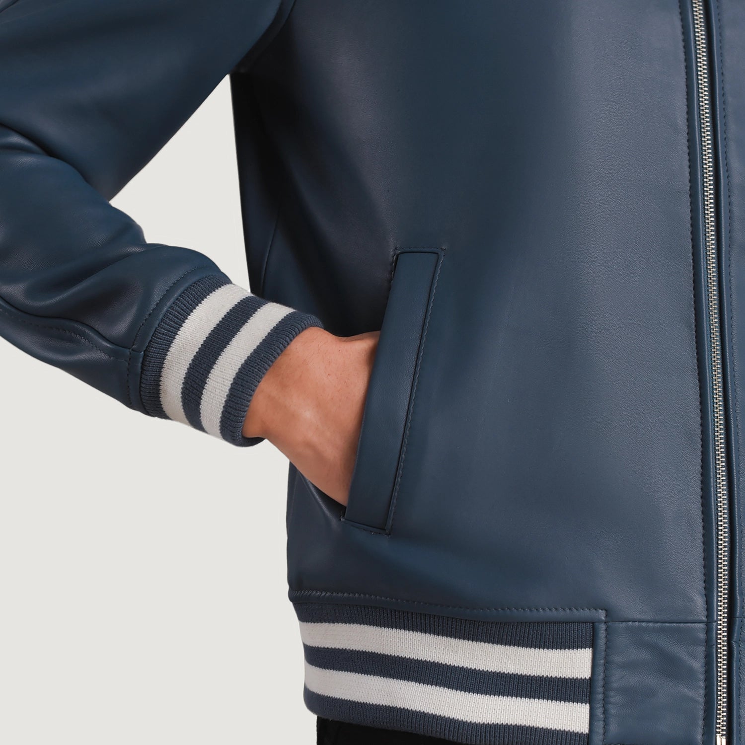 blue-leather-varsity-jacket-pocket-close-up-by-SKS-Wholesales