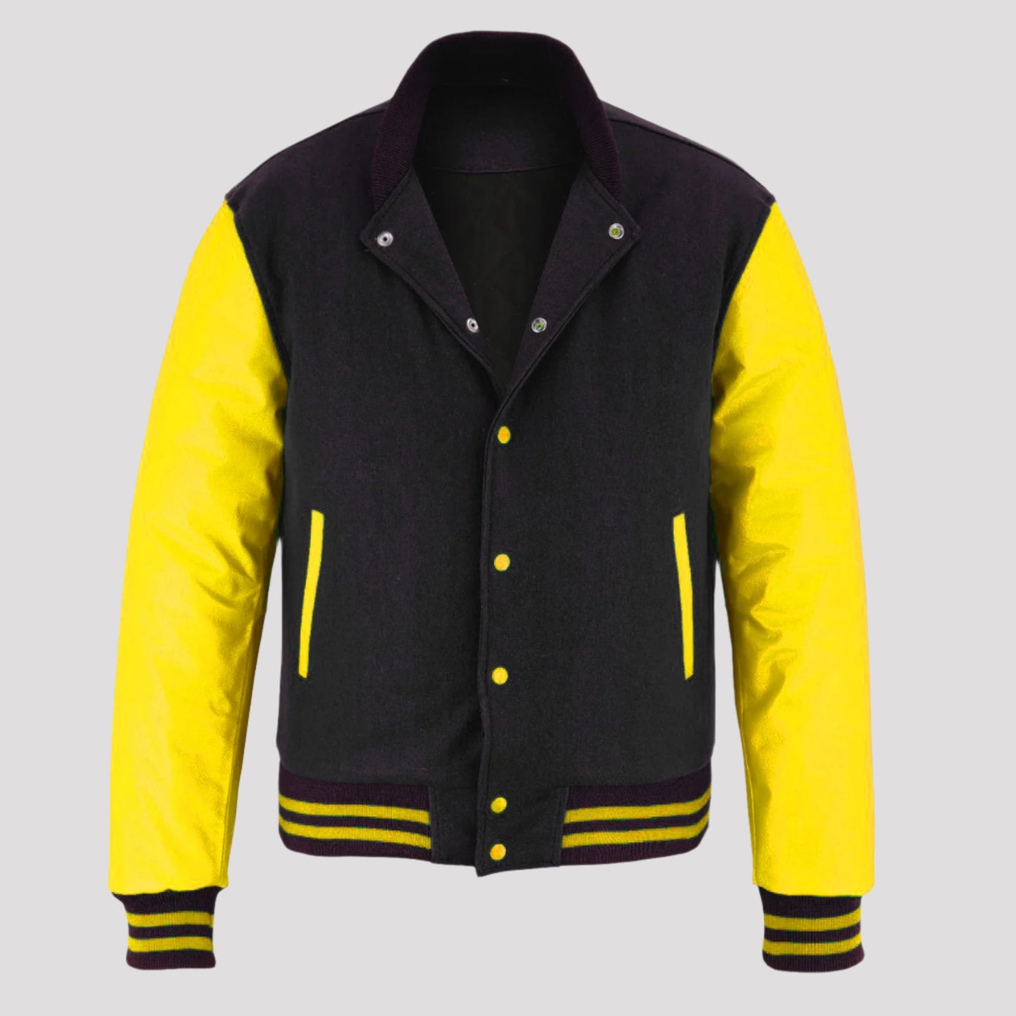 customizable-black-and-yellow-leather-varsity-jacket-closure-by-SKS-Wholesales