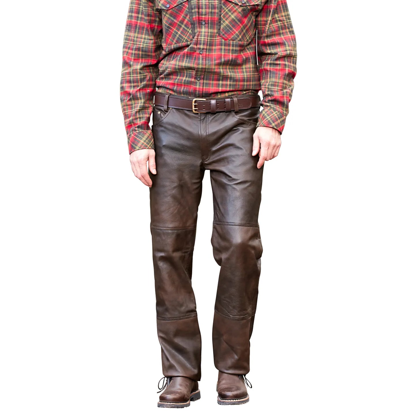 front-pose-of-goatskin-leather-trousers-for-men-by-SKS-Wholesales