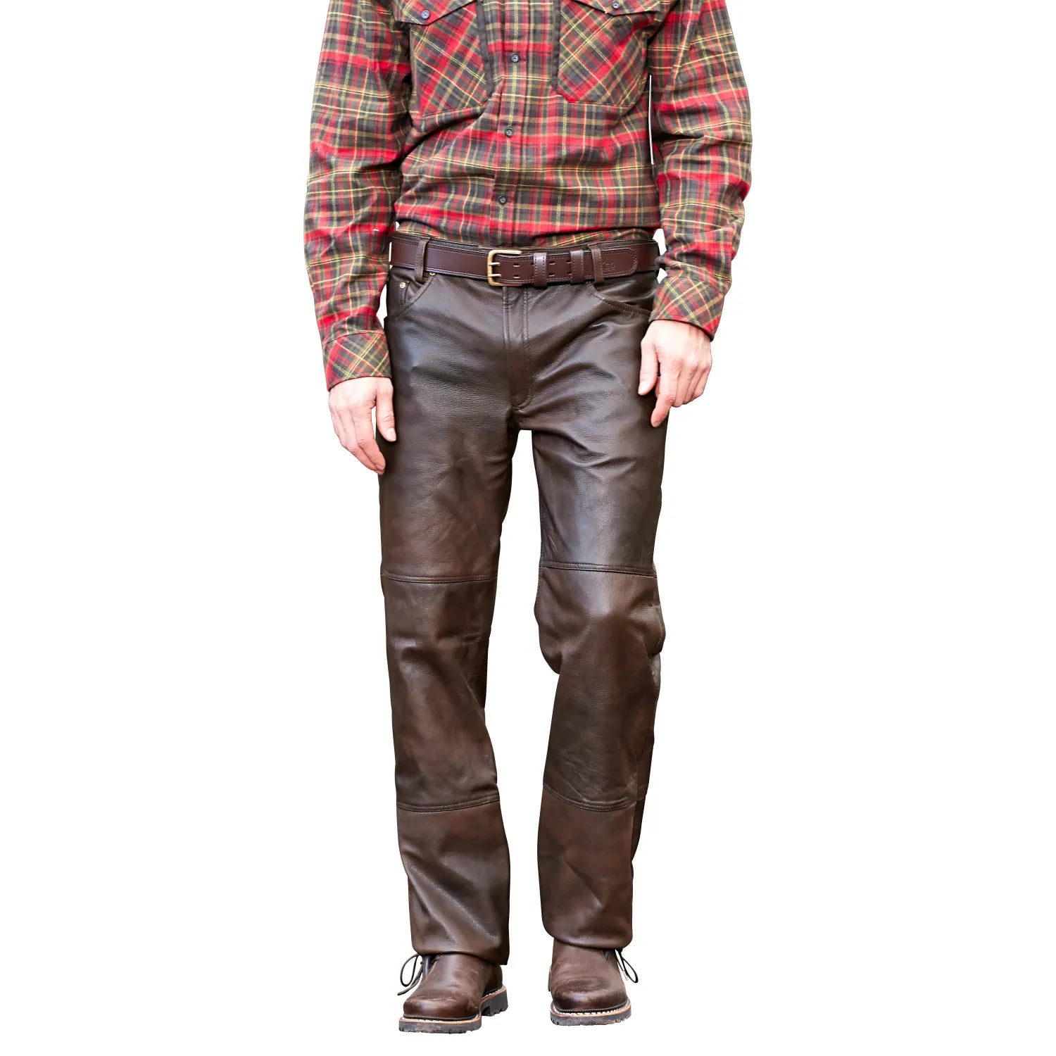 front-pose-of-goatskin-leather-trousers-for-men-by-SKS-Wholesales