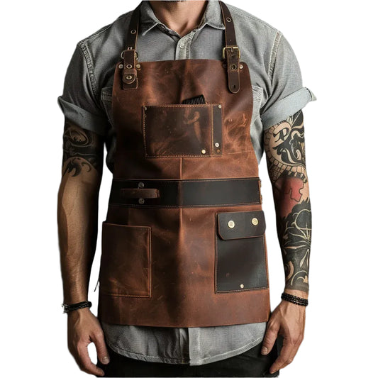 Front of Wholesale Leather Barber Apron By SKS