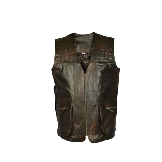 men-buffalo-leather-hunting-vest-front-by-SKS-Wholesales