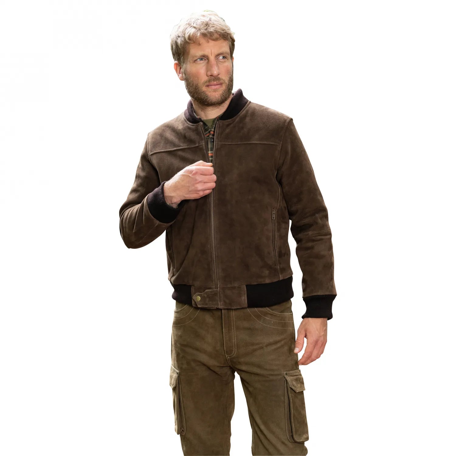 men-goatskin-leather-hunting-jacket-Model-Shoot-by-SKS-Wholesales