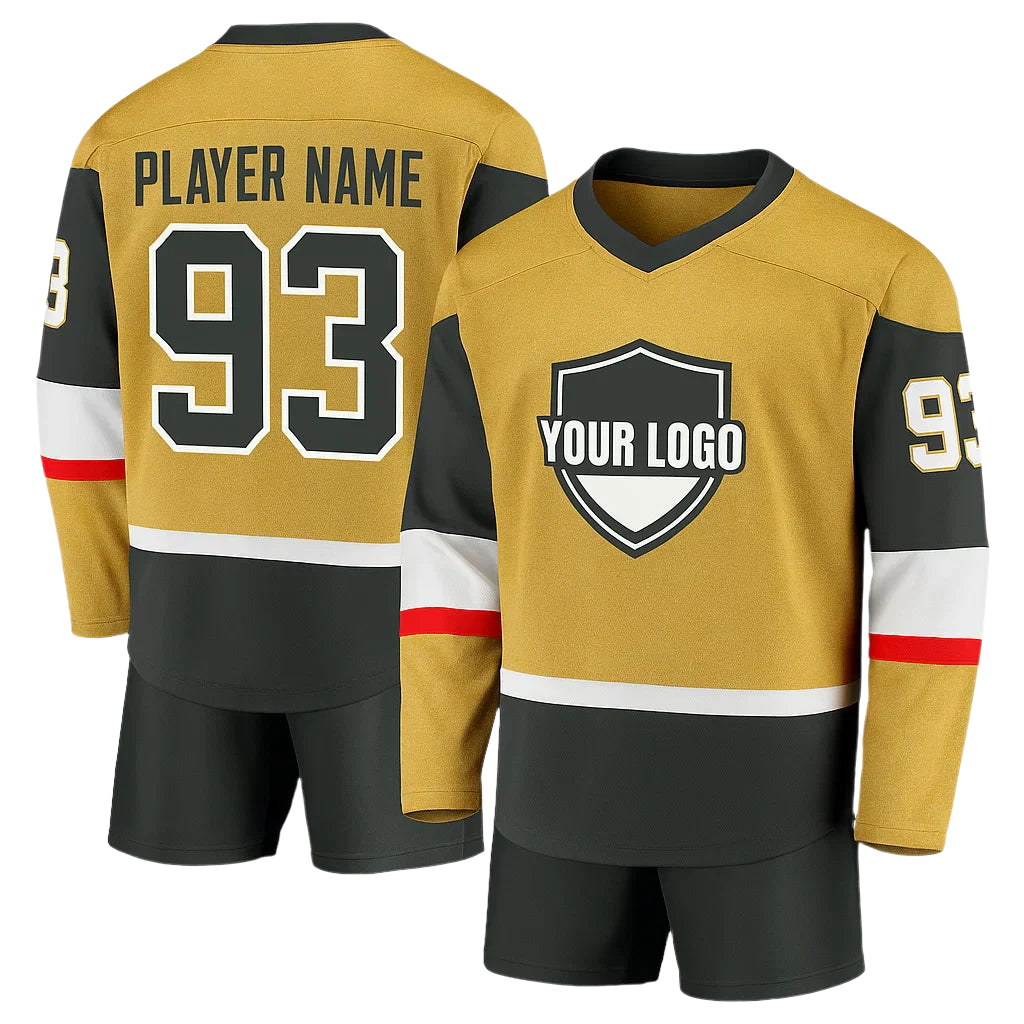 Hockey jersey with customizable text on a white background