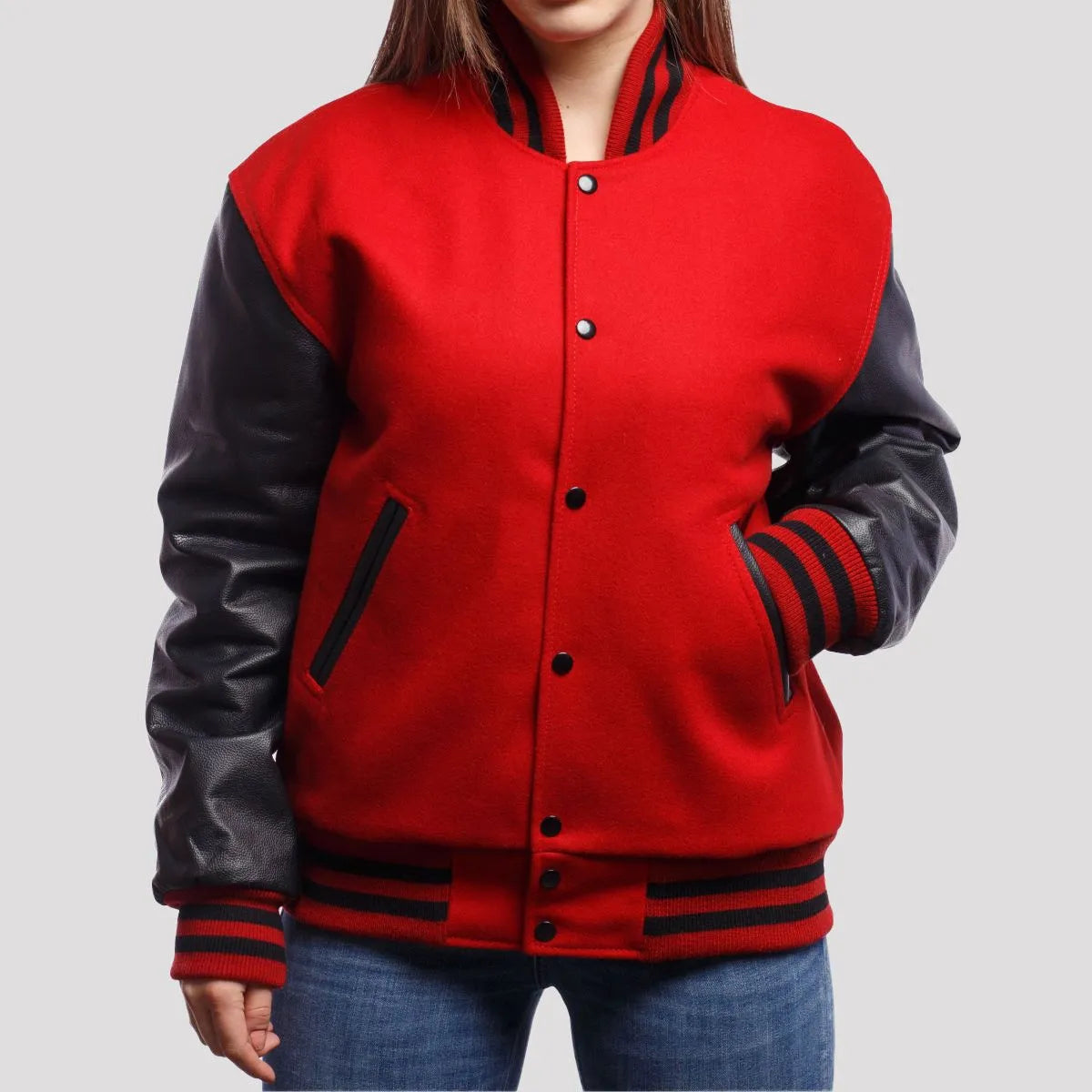 red-and-black-leather-varsity-jacket-for-women-by-SKS-Wholesales