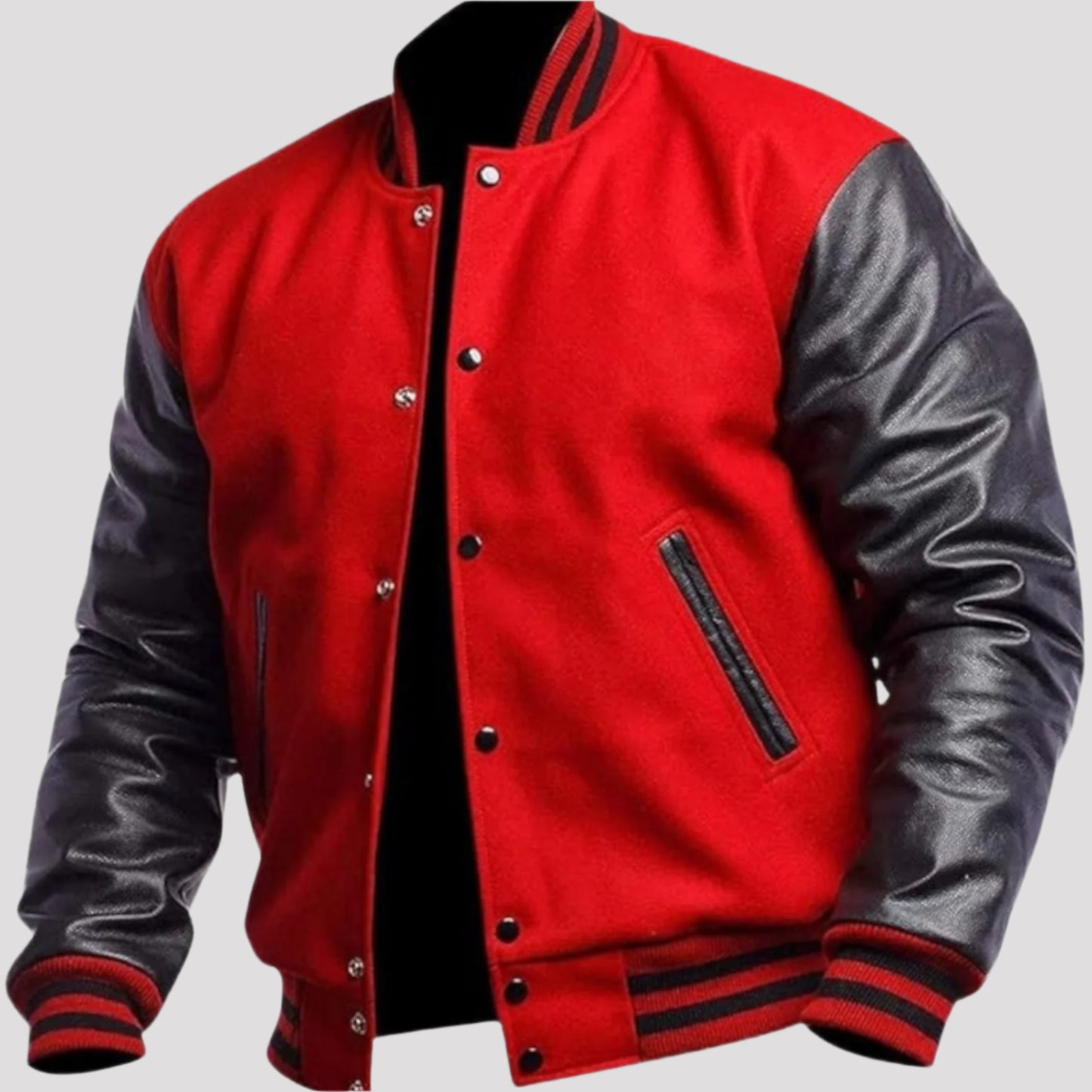 red-and-black-leather-varsity-jacket-front-by-SKS-Wholesales