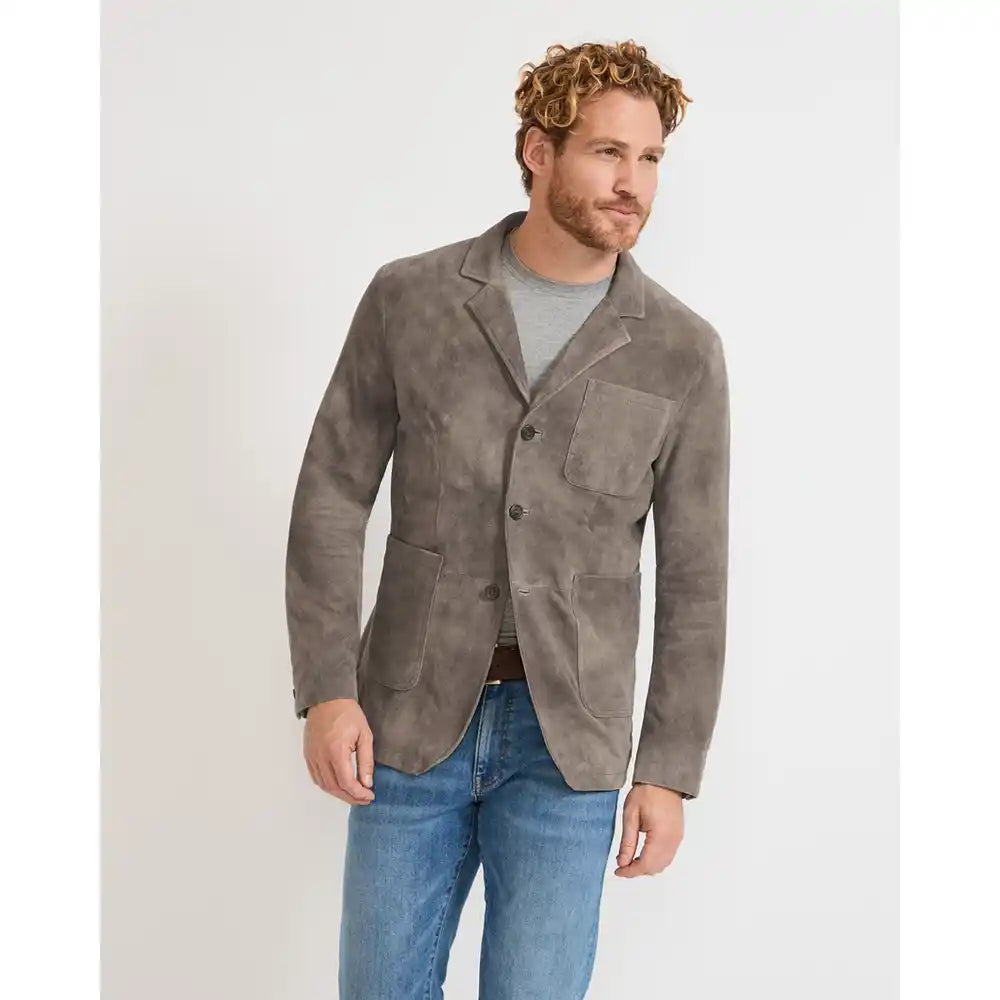rustic-men-leather-hunting-jacket-model-front-by-SKS-Wholesales