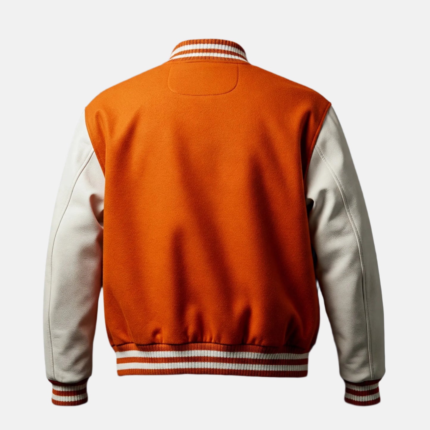 white-sleeves-orange-wool-varsity-jacket-back-by-SKS-Wholesales