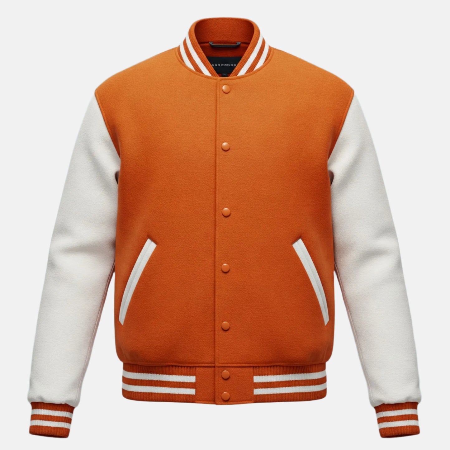 white-sleeves-orange-wool-varsity-jacket-front-by-SKS-Wholesales