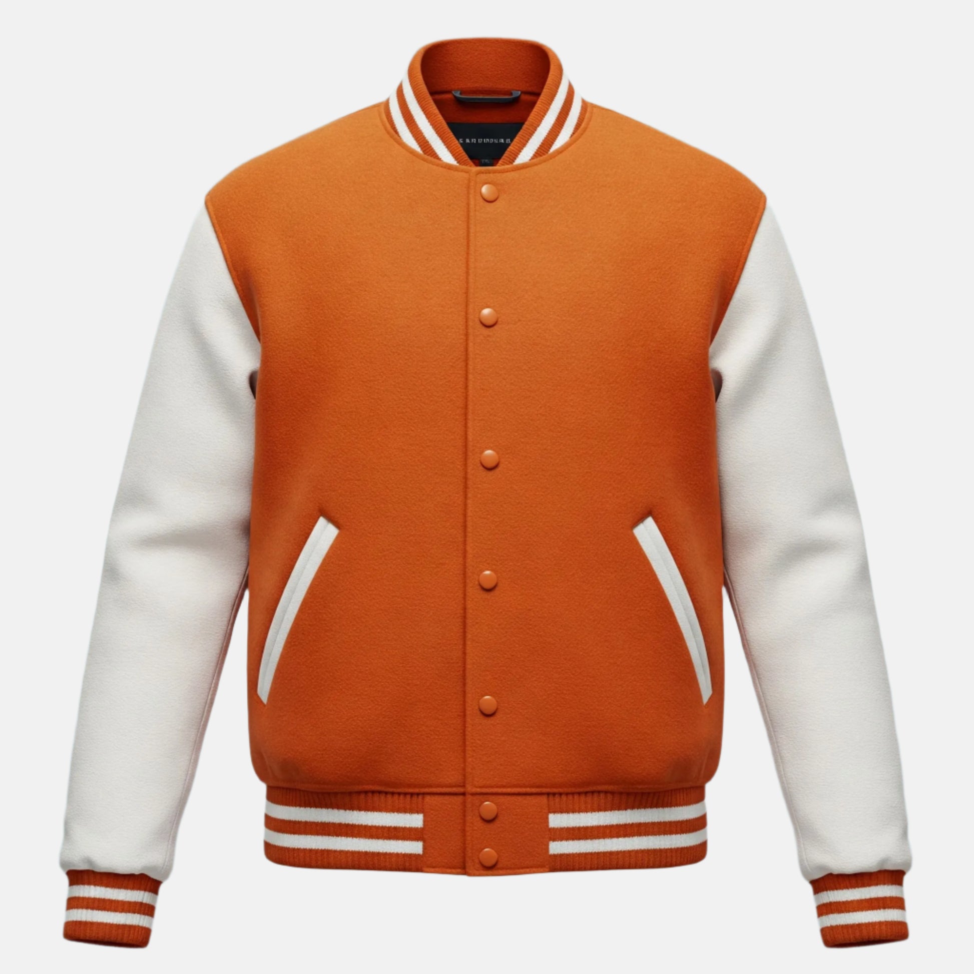 white-sleeves-orange-wool-varsity-jacket-front-by-SKS-Wholesales