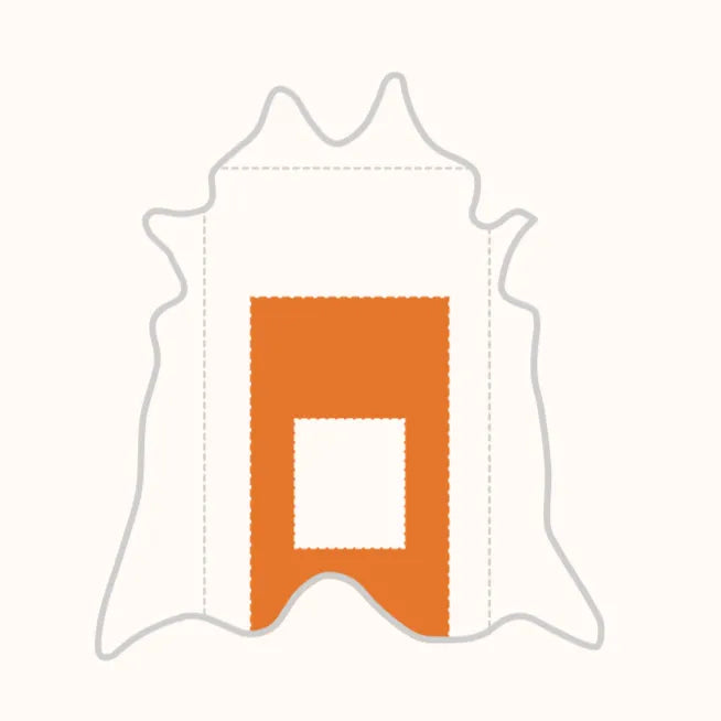 Orange banner with a white square on a white background