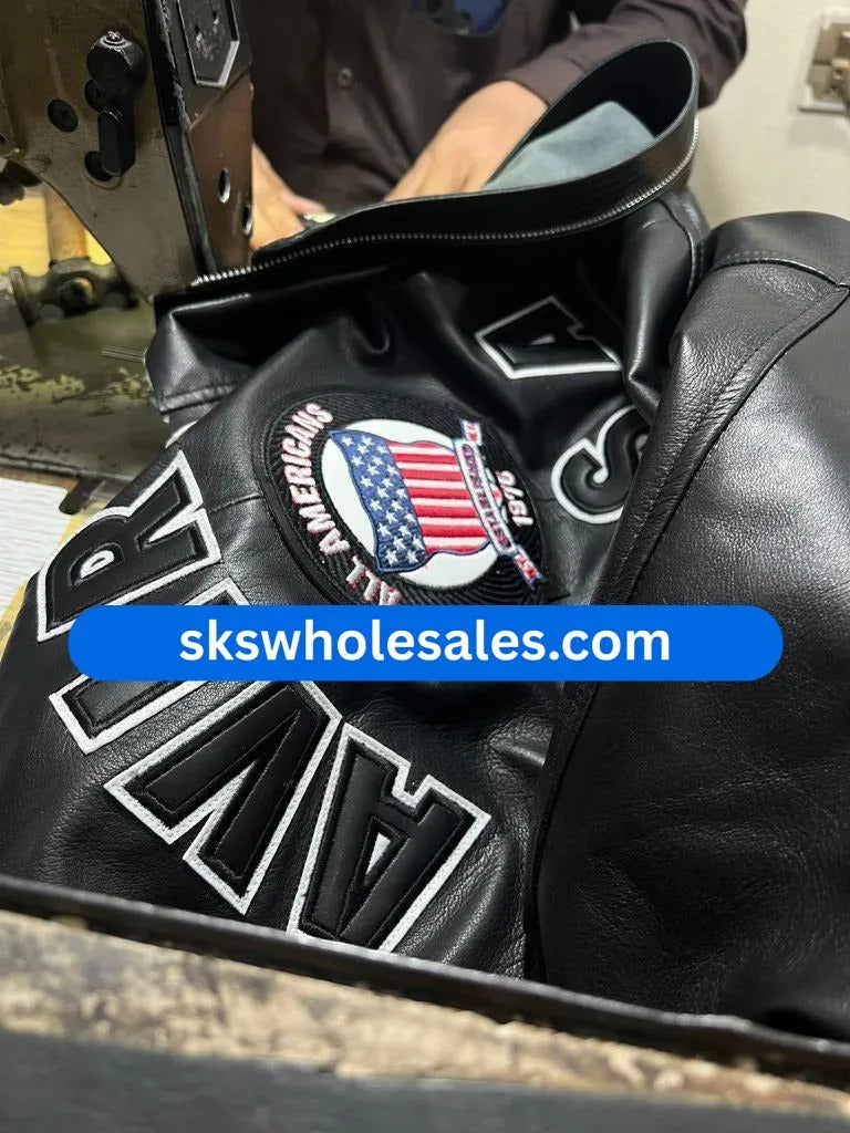 Avirex Black leather jacket with a logo patch
