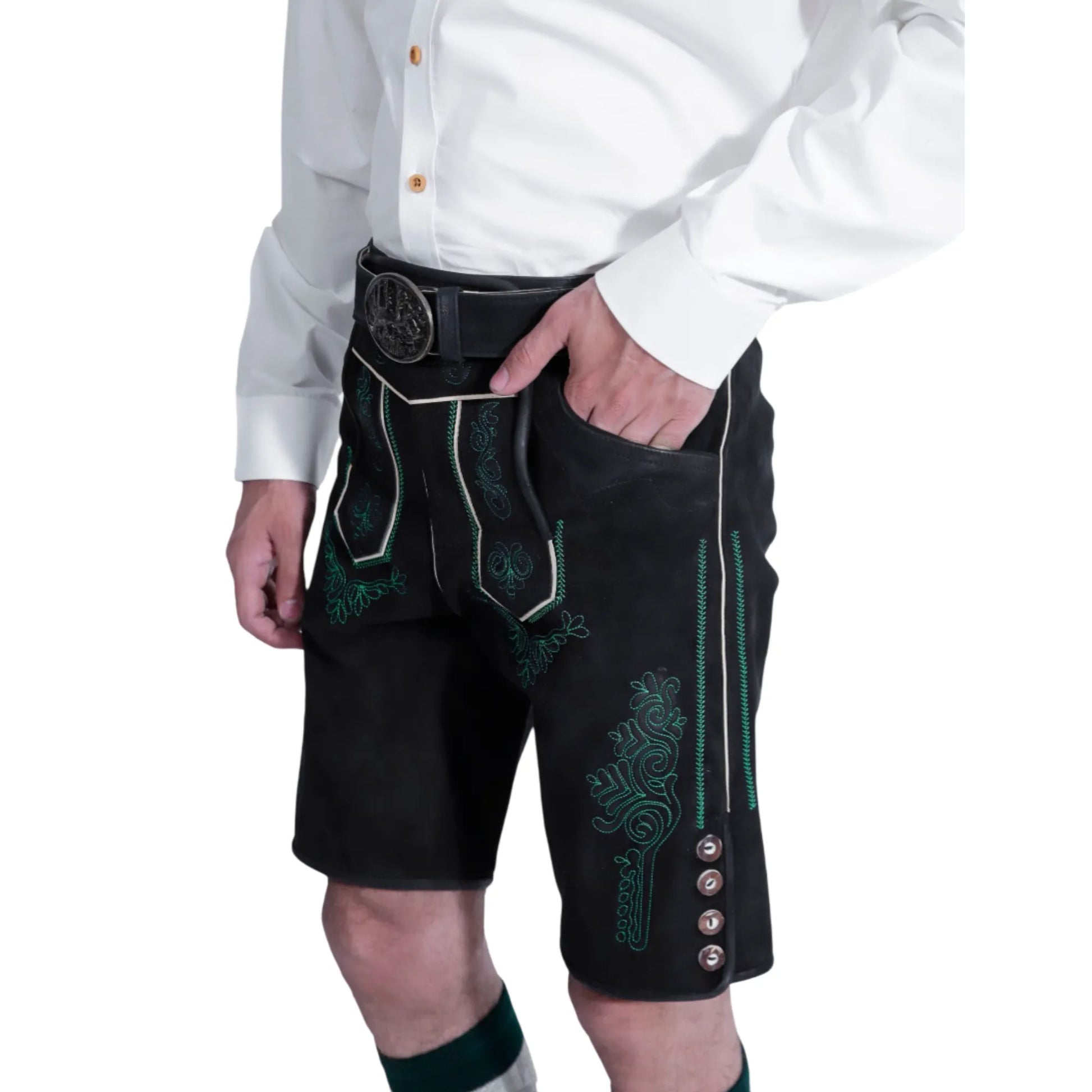 Black lederhosen, right side view
