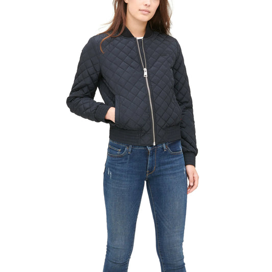 Black-Quilted-Bomber-Jacket-Womens-Front-By-SKS-Wholesales