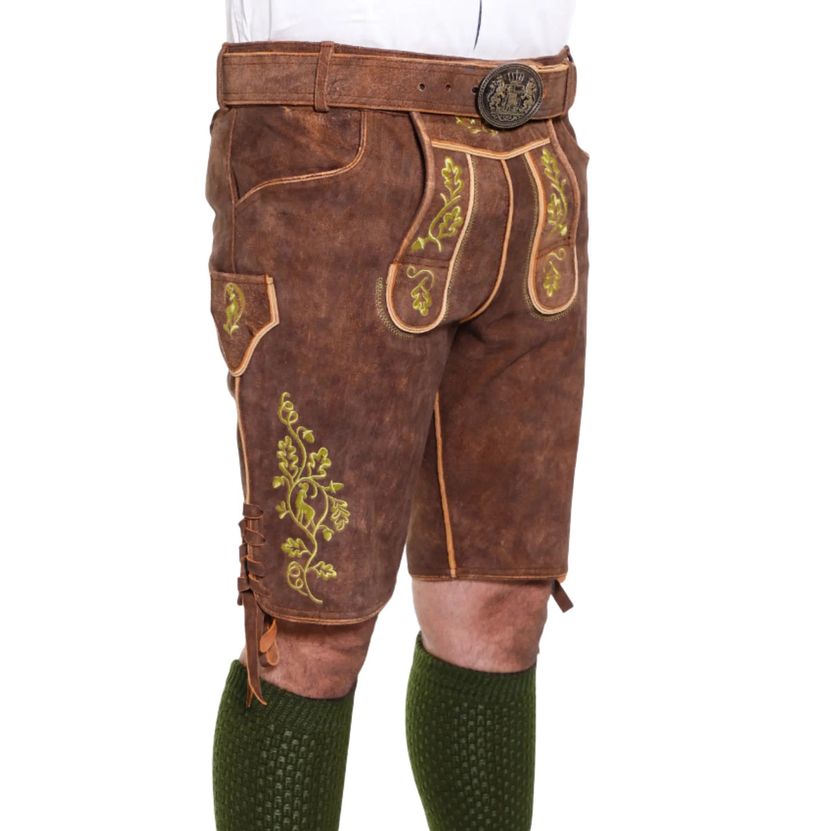 Brown short lederhosen for men, full set