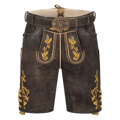 Dark brown short lederhosen, front view