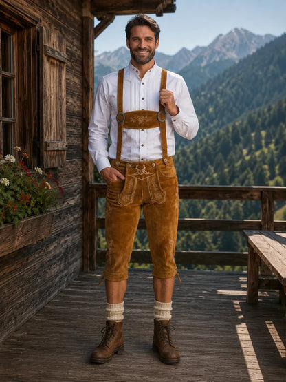 Light-Brown-Knee-Length-Lederhosen-Front-model