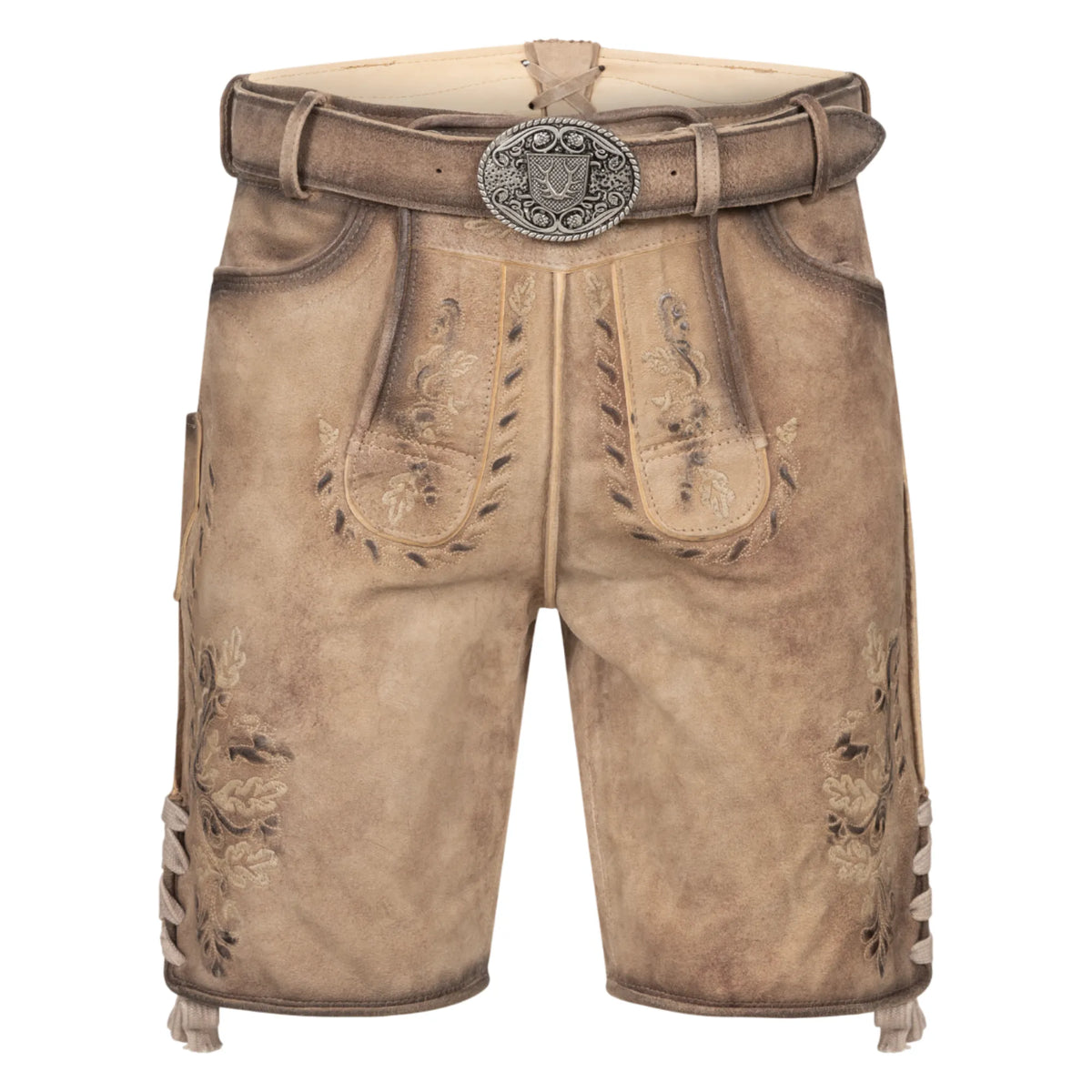 Light brown men's lederhosen, front view