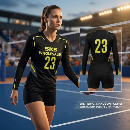 Wholesale Black Long Sleeve Volleyball Uniforms