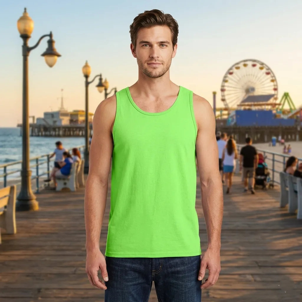 Neon-Green-Mens-Tank-Top-Front-By-SKS