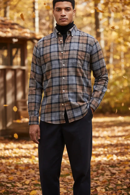 Cedarwood plaid flannel shirt, front