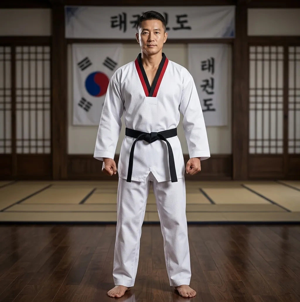 Taekwondo-Black-Belt-Uniform-By-SKS-Wholesales-Front