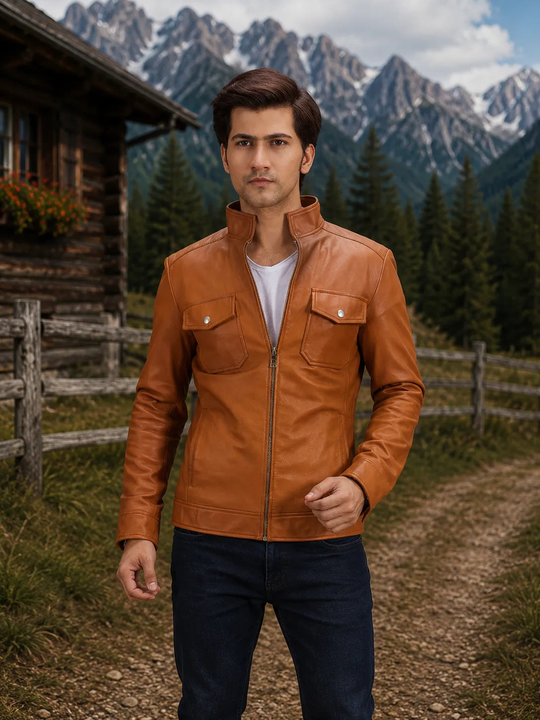 Tan-Leather-Biker-Jacket-By-SKS-Model