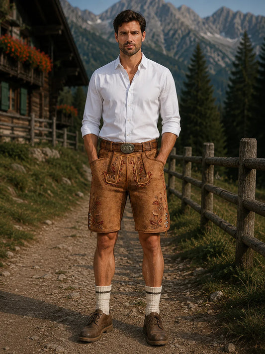 Vintage-Brown-Lederhosen-Model