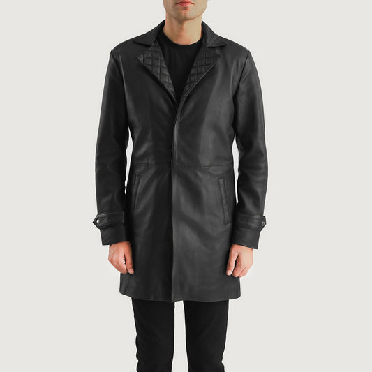 Wholesale-Black-Leather-Coat-Closed-Front