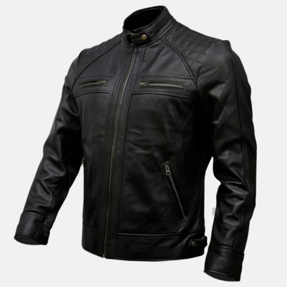 Wholesale-Leather-Jacket-Black-Side-Pose