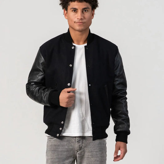 all-black-leather-varsity-jacket-by-SKS-Wholesales