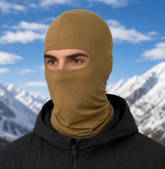 Autumn balaclava worn by model