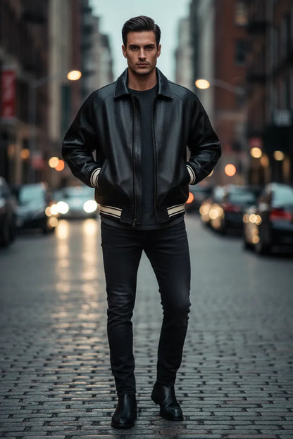 Avirex black leather jacket