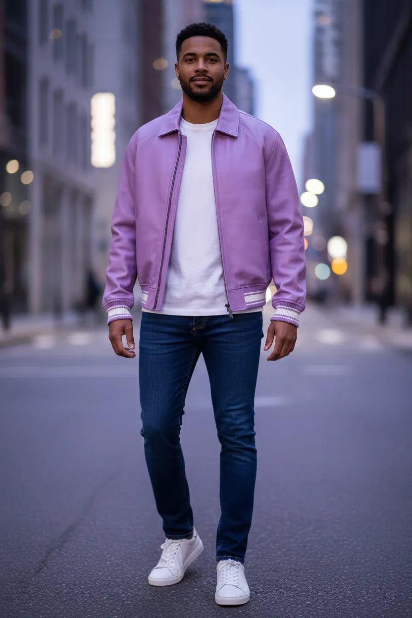 Avirex icon leather jacket, front view