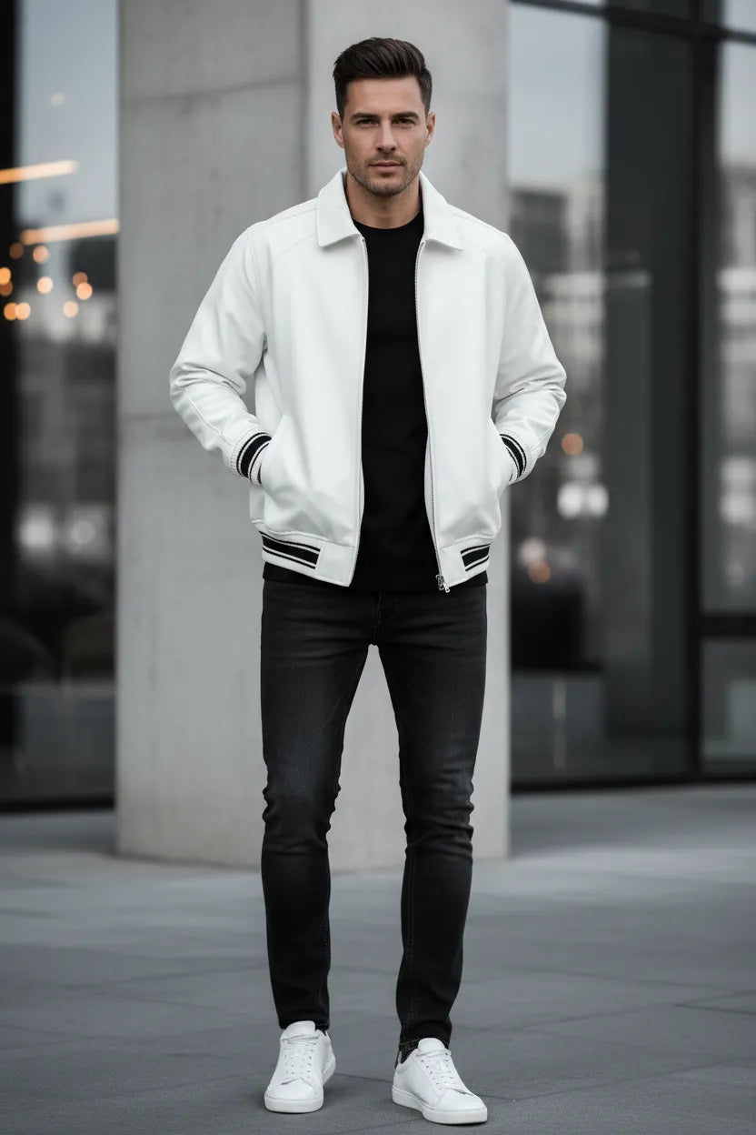 Avirex white leather jacket