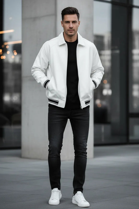 Avirex white leather jacket