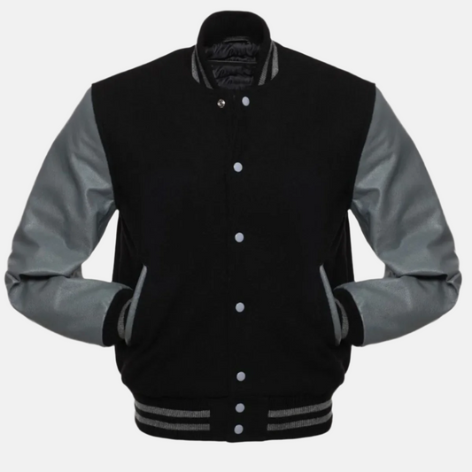 black-and-grey-letterman-jacket-front-by-SKS-Wholesales