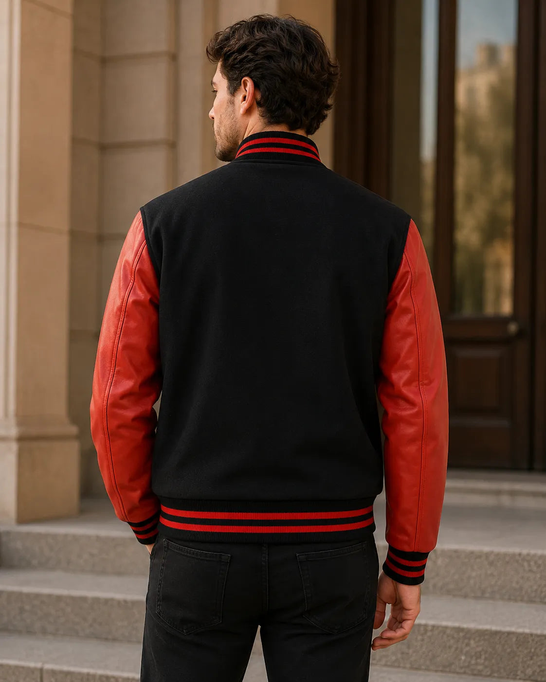 black-and-orange-letterman-jacket-Back-by-SKS
