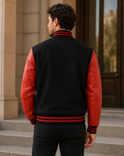 black-and-orange-letterman-jacket-Back-by-SKS