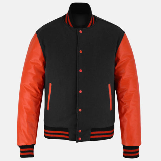 black-and-orange-letterman-jacket-front-by-SKS-Wholesales