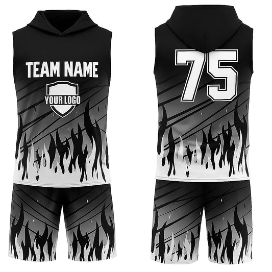 Wholesale Customizable Black And White Flag Football Uniform By SKS