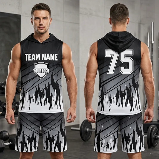 Wholesale Customizable Black And White Flag Football Uniform By SKS-Front-Back