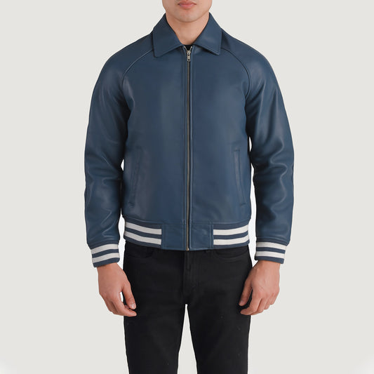 blue-leather-varsity-jacket-front-by-SKS-Wholesales