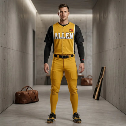custom-black-and-gold-baseball-uniforms-by-sks-wholesales-Front