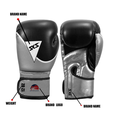 Custom black and grey boxing gloves, pair