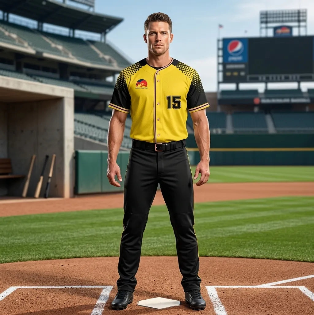 Wholesale Custom Black And Yellow Baseball Uniforms