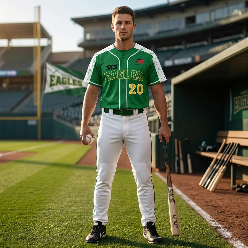 custom-green-and-white-baseball-uniforms-by-sks-wholesales-Front